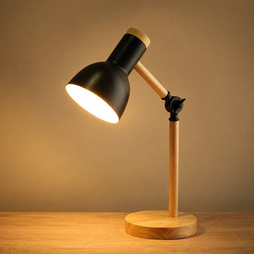 Wood and Metal Adjustable Table Lamp